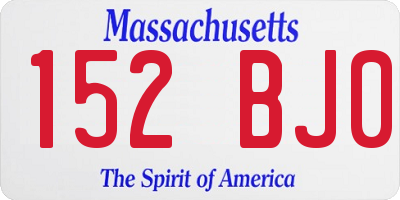 MA license plate 152BJ0