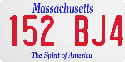 MA license plate 152BJ4