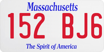 MA license plate 152BJ6