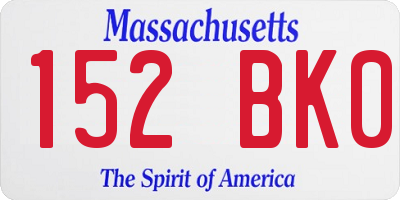 MA license plate 152BK0