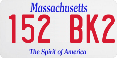MA license plate 152BK2