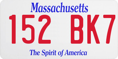 MA license plate 152BK7