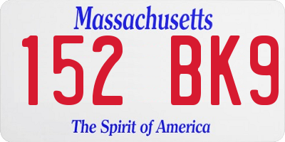 MA license plate 152BK9