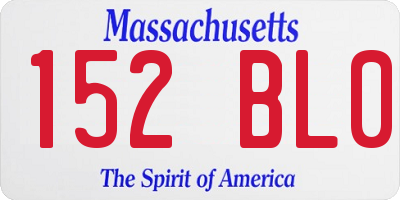 MA license plate 152BL0