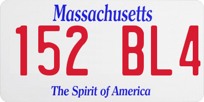 MA license plate 152BL4