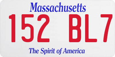 MA license plate 152BL7