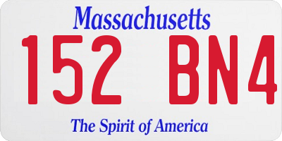 MA license plate 152BN4