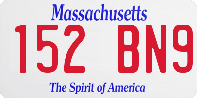 MA license plate 152BN9