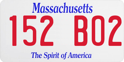 MA license plate 152BO2
