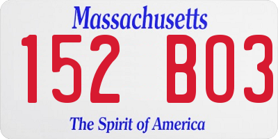 MA license plate 152BO3
