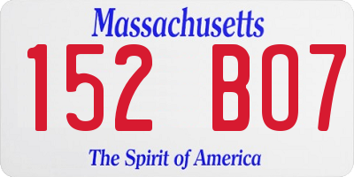 MA license plate 152BO7
