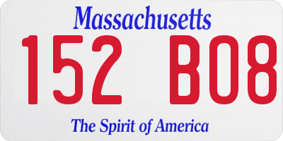 MA license plate 152BO8