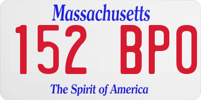 MA license plate 152BP0