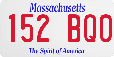 MA license plate 152BQ0