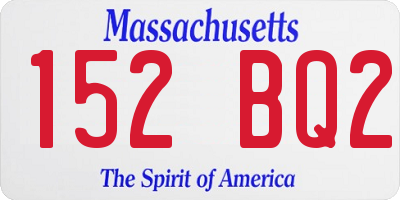 MA license plate 152BQ2