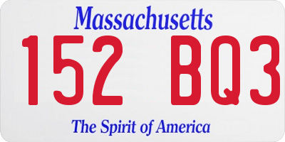 MA license plate 152BQ3