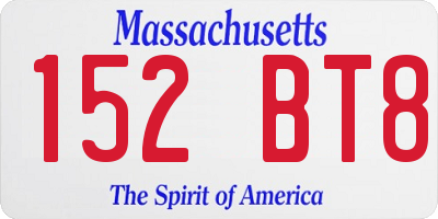 MA license plate 152BT8