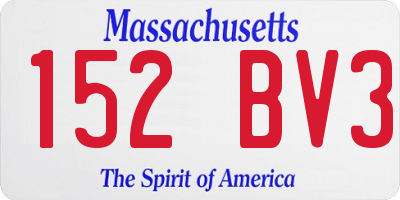 MA license plate 152BV3