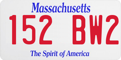 MA license plate 152BW2
