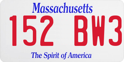 MA license plate 152BW3