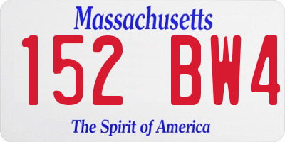 MA license plate 152BW4