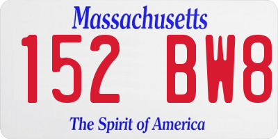 MA license plate 152BW8