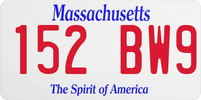 MA license plate 152BW9