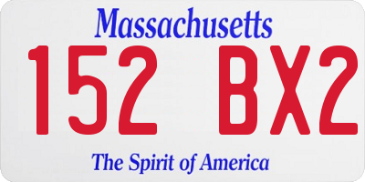 MA license plate 152BX2