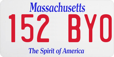 MA license plate 152BY0