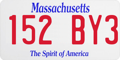 MA license plate 152BY3