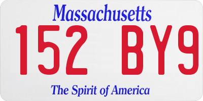 MA license plate 152BY9