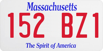 MA license plate 152BZ1