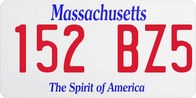 MA license plate 152BZ5