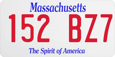 MA license plate 152BZ7