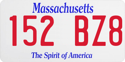 MA license plate 152BZ8