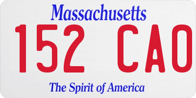 MA license plate 152CA0