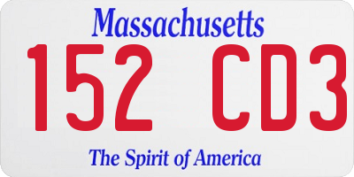 MA license plate 152CD3