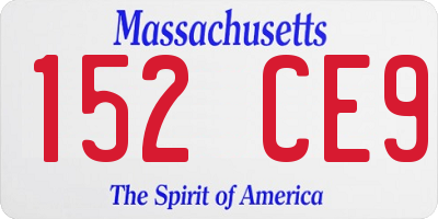 MA license plate 152CE9