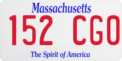 MA license plate 152CG0