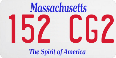 MA license plate 152CG2