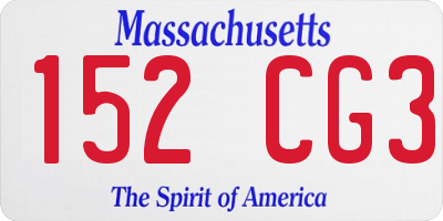 MA license plate 152CG3