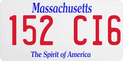 MA license plate 152CI6