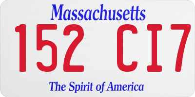 MA license plate 152CI7