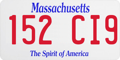 MA license plate 152CI9