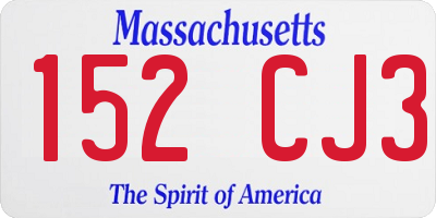 MA license plate 152CJ3