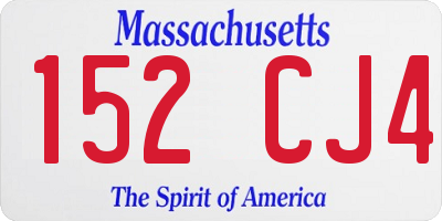MA license plate 152CJ4