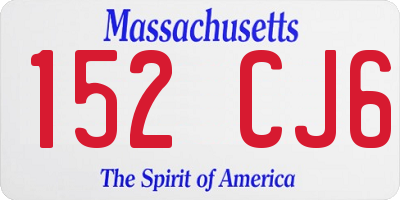 MA license plate 152CJ6