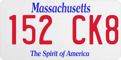 MA license plate 152CK8