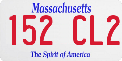 MA license plate 152CL2