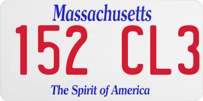 MA license plate 152CL3